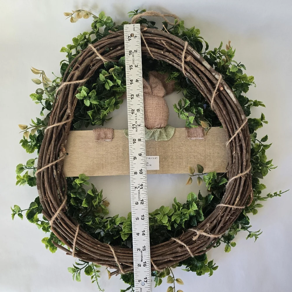 Easter Bunny Rabbit Wreath Rustic Spring Door Decor Burlap Farmhouse